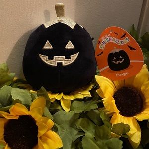 BNWT - Halloween Paige Pumpkin - Rare Black & Gold - 5 Inch Squishmallow